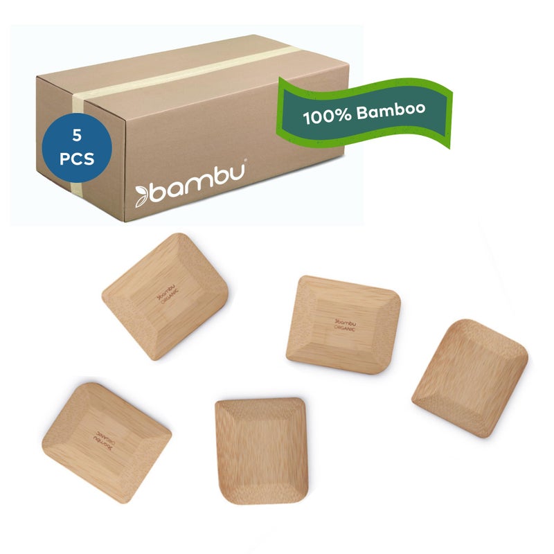 Bambu Pack of 5-2.75 Inch Bamboo Pot Scrapers, Biodegradable Eco-friendly Products, Cleans Kitchen Pans, Removes Food Effectively, Compostable - Image 1